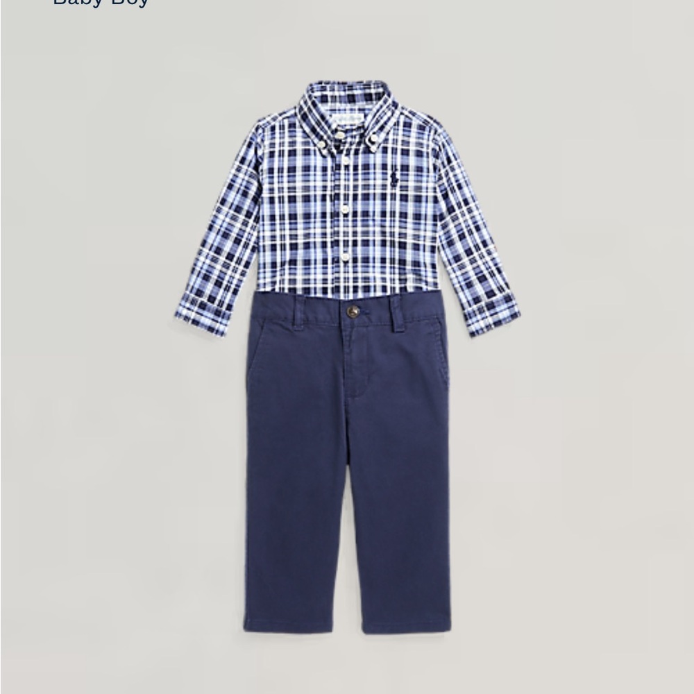 💙RL💙NWOT Navy 18m Poplin Shirt and Navy Pant. Just washed- brand new!